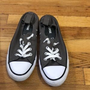 Size 9 Taupe/Grey Converse All Stars - elasticized heel